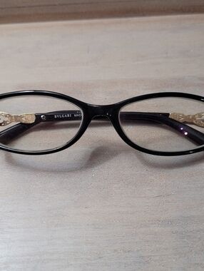 Bvlgari Women's Silver and Rhinestone Embellished Eyeglasses Black Made in Italy